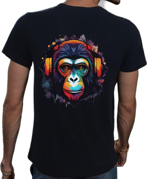 Splash Animal T-Shirt %100 Pamuklu Siyah Penye Basic Erkek Tişört Siyah L