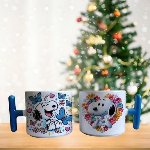 Snoopy ve kelebekler porselen fincan / kupa -mug