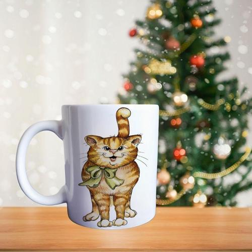 Kedi sarman Porselen Kupa