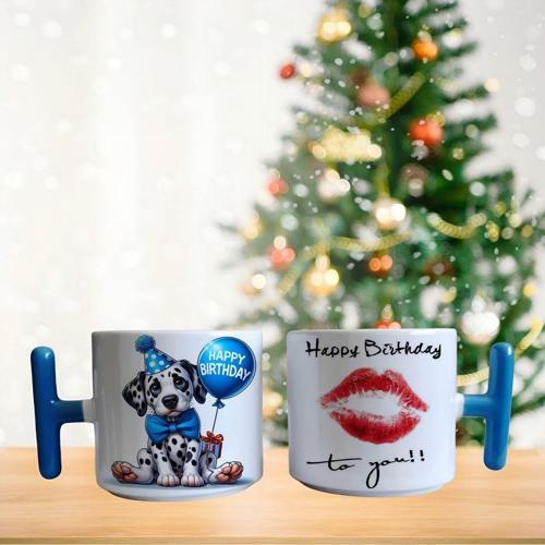 Dalmaçyalı köpek - happy birthday porselen fincan / kupa -mug