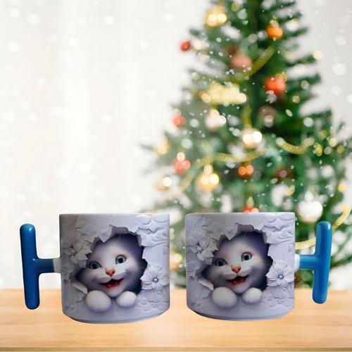 3D Kedi porselen fincan / kupa -mug
