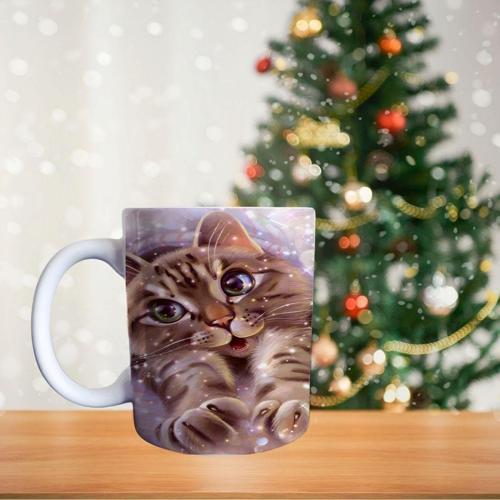 Barış - Sevgi - Kedi Porselen Kupa