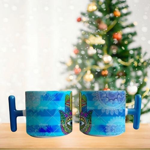 Nazar boncuklu el mandala Porselen Fincan / Kupa -mug