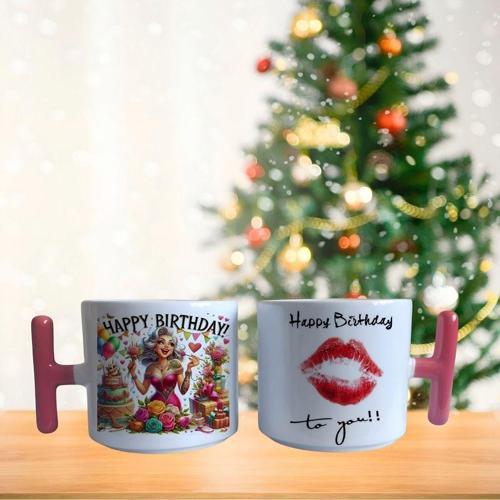 Happy birthday güzel kadın porselen fincan / kupa -mug