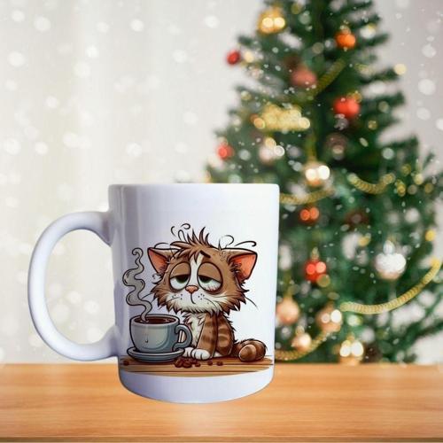 Uykulu Kedi Porselen Kupa