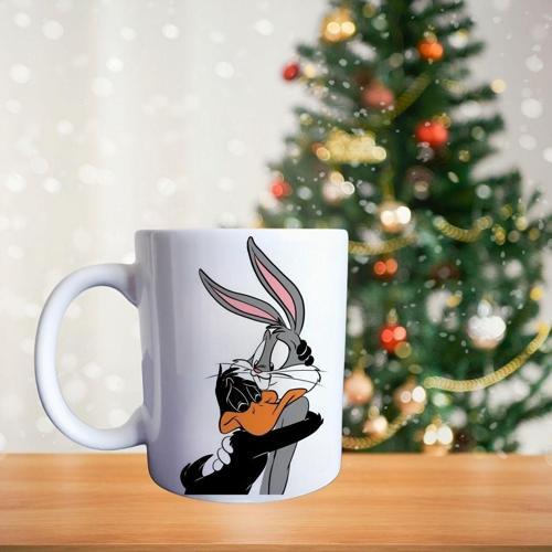 Matematikçi Duffy duck ve bugs bunny porselen kupa