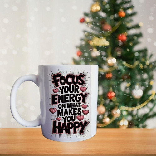 Tüm Enerjinle Kahveye Odaklan Porselen Kupa
