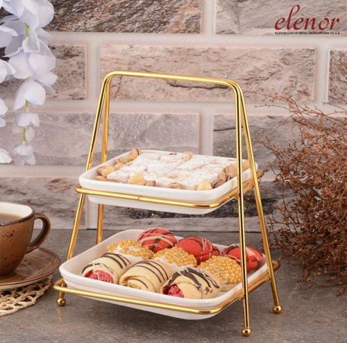 2 Katlı Kare Sunumluk,İkramlık Stand