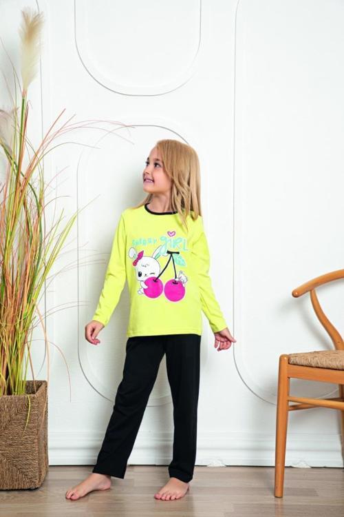 Kız Çocuk Baskılı Uzun Kollu Pijama Takımı 523