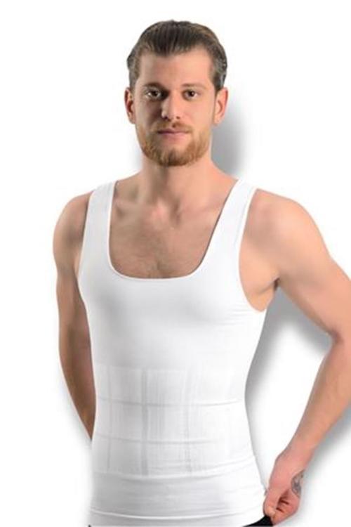 Erkek Beyaz Dikişsiz Vücut Toparlayıcı Korse Atlet 740