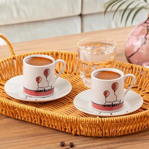 03 Porselen 12 Parça Türk Kahve Fincan Takımı 90ml