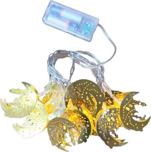CAMİ-MİNARE AY-YILDIZ MODEL=10PCS GOLD METAL PİLLİ DEKORATİF LED IŞIK - LAMBA 2MT KABLO  GO5060Gok101291