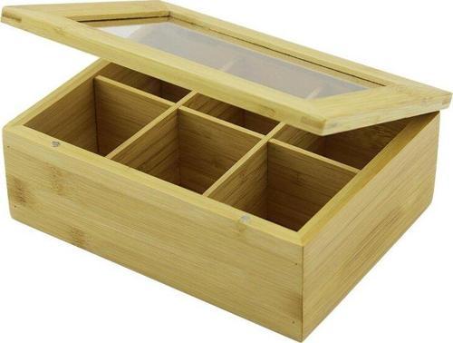 AHŞAP BAMBU  POŞET ÇAY KUTUSU - 6 BÖLMELİ - 2IN1- BÖLMESİZ ÇOK AMAÇLI KU  GO5060Gok222733