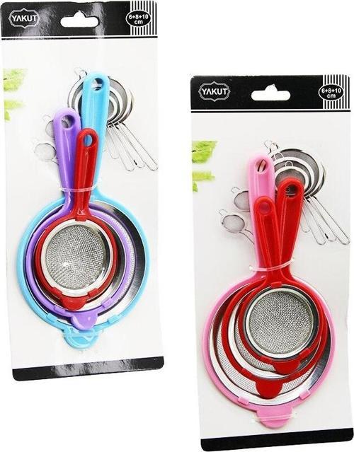 3PCS SET   MİNİ= 6CM-8CM-10CM  TEL SÜZGEÇ  RENKLİ PLASTİK SAP - ÇERÇEVE  GO5060Gok223054