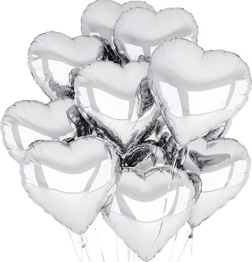 Metalize Parlak Gümüş Kalp Şekilli Uçan Balon Folyo 18 inç 45 cm 10 Adet  GO506089Gosa4826