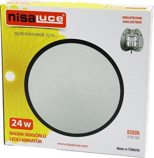 NİSALUCE EAMP-106/B 24W RADAR SENSÖRLÜ LEDLİ ARMATÜR BEYAZ ÇERÇEVE MEKATRONİK ASKI SİSTEMİ 6500K - 2160Lm  GO5060Gok101307