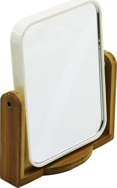 DİKDÖRTGEN= 13.2X17.8CM AHŞAP BAMBU AYAKLI MAKYAJ AYNASI ÇİFT TARAFLI PLASTİK ÇERÇEVE GO5060Gok151052