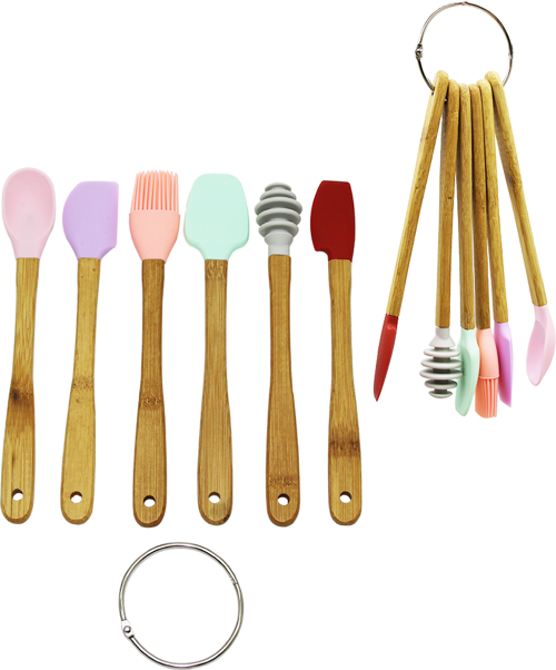 6 PARÇA  MiNİ AHŞAP SAPLI SİLİKON MUTFAK SET  GO50602776370