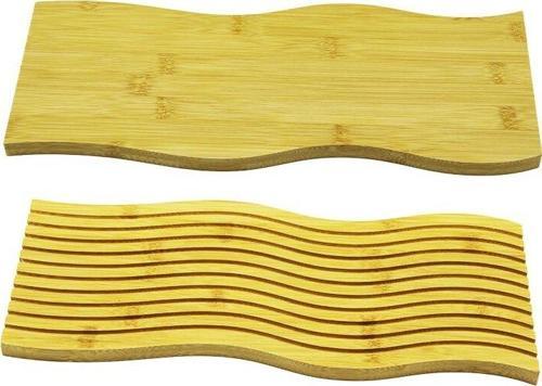 DİKDÖRTGEN ÇİFT TARAFLI : DÜZ - DALGALI OYUK DESENLİ AHŞAP BAMBU SUNUM TEPSİ 15X39CM  GO5060Gok222669