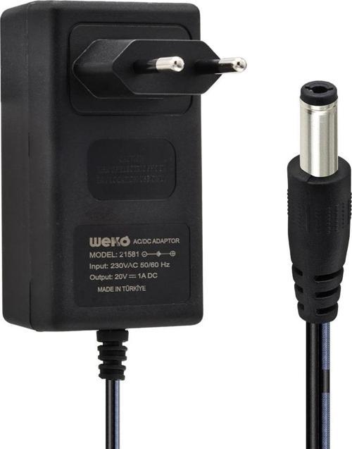 20 VOLT - 1 AMPER 5.5*2.5 UÇLU YERLİ ÜRETİM PRİZ TİPİ ADAPTÖR  GO50604805030