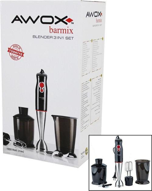 AWOX BARMİX  3İN1  BLENDER SETİ  ÇELİK 2Lİ MİKSER   ÇELİK RONDO BIÇAK   ÇELİK 4 KANATLI BIÇAK   1000W  GO5060Gok111255