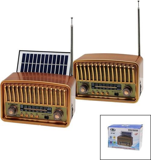 BT SOLAR PANELLİ - USB ŞARJLI BLUETOOTH - WİFİ  İBRELİ  FM RADYO MP3 USB - TF PLAYER 4V OUT - 5V IN RT-852  GO5060Gok111726