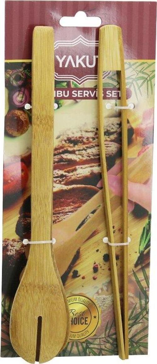 2 PCS AHŞAP BAMBU MAŞA SETİ İNCE IZGARA - KAŞIKLI SERVİS MAŞA  GO5060Gok222928