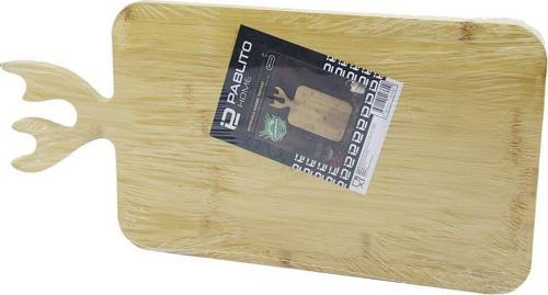 DİKDÖRTGEN AHŞAP BAMBU KESİM PANOSU - KESME TAHTASI GEYİK BOYNUZ FİGÜR SAPLI 22X36CM  GO5060Gok223123
