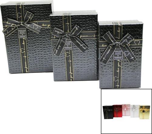 3 LÜ DİKDÖRTGEN DERİ DESENLİ HEDİYE KUTUSU  GO5060Gok120451