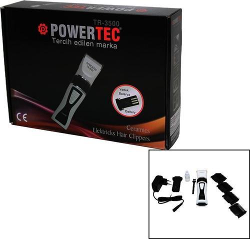 POWERTEC TR-3500 SAÇ KESME TRAŞ MAKİNESİ YEDEK BATARYALI  GO50606619320