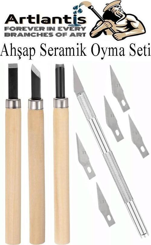 Ahşap Seramik Oyma Seti 3 lü Kretuar 1 Paket İskarpela Seti Paslanmaz Çelik Bıçaklı Ağaç Oyma Heykel Hobi Kretuar Gravür