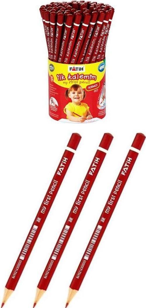 Jumbo Kırmızı Kalem 3 Adet Kırmızı Başlık Kalemi Üçgen Kırmızı Renk Kurşun Kalem İlk Kalemim