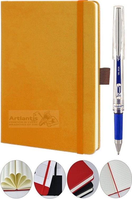 Tarihsiz Ajanda Çizgili Sert Kapak Lastikli 13x21 cm ve Pilot Kalem Seti 1 Paket Not Defteri Çizgili Kalem Tutuculu