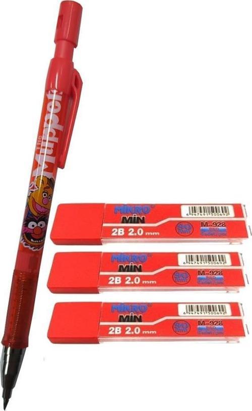 2.0 Mm Kalın Uçlu Versatil Kalem Kırmızı Renk 1 Adet ve 2.0 Mm Kalın Uç Kırmızı 3 Adet Kalın Uçlu Mekanik Kalem