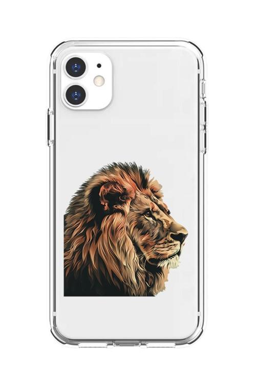 Zeynoiletişim Apple İphone 12 Uyumlu Asil Aslan Profil  Desenli Silikon Kılıf