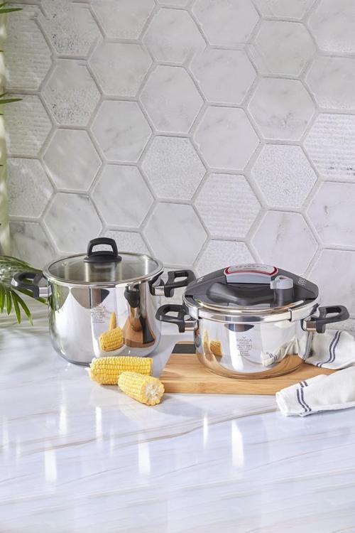 Perfect Red İndüksiyon Tabanlı Düdüklü Tencere Seti 4+6 Lt Gümüş
