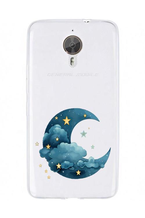 Zeynoiletişim General Mobile Gm5 Plus Uyumlu Ay Ve Yıldızlar  Desenli Silikon Kılıf