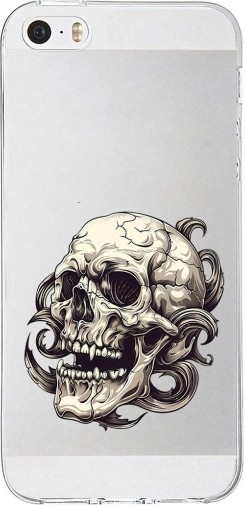 Zeynoiletişim Apple İphone 5S Uyumlu Kafatası  Desenli Silikon Kılıf
