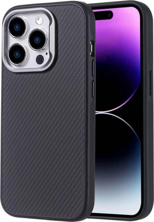 Apple İphone 15 Pro Max Kılıf Magsafe Şarj Özellikli Karbon Fiber Görünümlü Troy Kapak