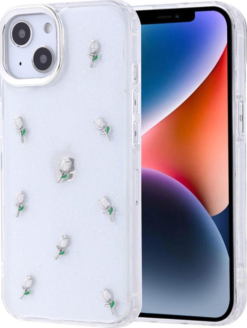 Apple İphone 13 Uyumlu Kılıf Airbag Tasarımlı Simli Desenli Şeffaf Kutup Kapak