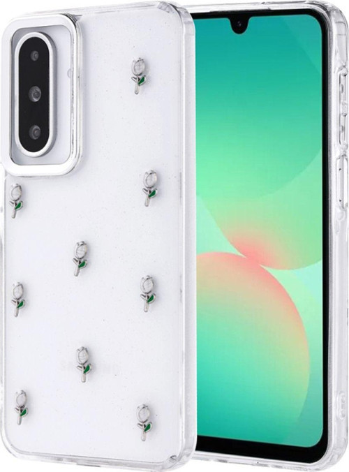 Samsung Galaxy A26 Kılıf Airbag Tasarımlı Simli Desenli Şeffaf Kutup Kapak