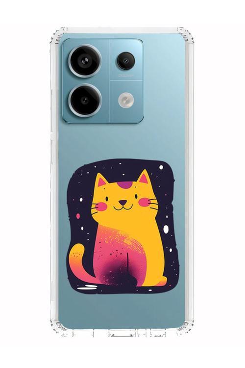 Zeynoiletişim Xiaomi Redmi Note 13 5G Uyumlu Sarı Kedi  Desenli Silikon Kılıf