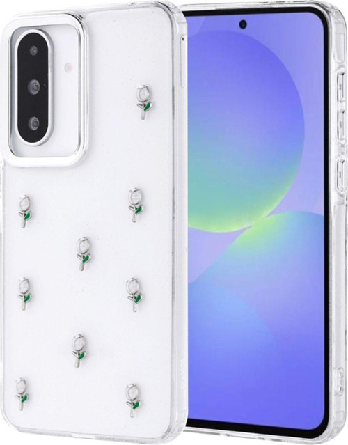 Samsung Galaxy A36 Kılıf Airbag Tasarımlı Simli Desenli Şeffaf Kutup Kapak