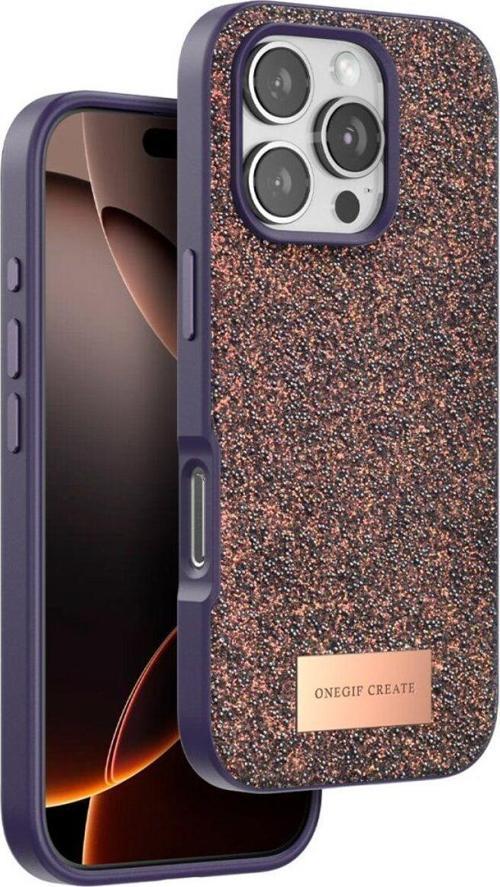 Apple İphone 16 Pro Max Kılıf Bright Zarif Boncuk İşlemeli Tasarım Simli Kapak