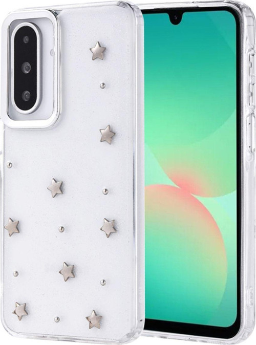 Samsung Galaxy A26 Kılıf Airbag Tasarımlı Simli Desenli Şeffaf Kutup Kapak