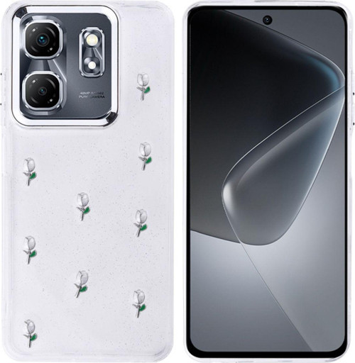 İnfinix Smart 9 (X6532) Kılıf Airbag Tasarımlı Simli Desenli Şeffaf Kutup Kapak