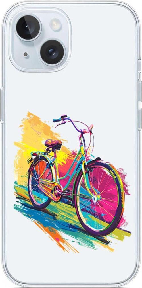 Zeynoiletişim Apple Iphone 14 Uyumlu Renkli Bisiklet  Desenli Silikon Kılıf
