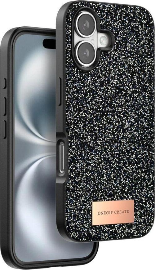 Apple İphone 16 Kılıf Bright Zarif Boncuk İşlemeli Tasarım Simli Kapak