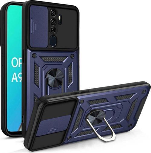 Oppo A5 2020 Kılıf Magnetik Standlı Kamera Korumalı Sürgülü Vega Kapak + Ekran Koruma
