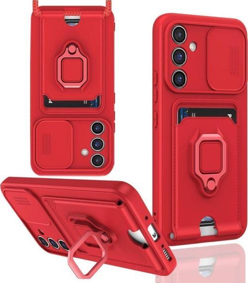 Anka Cep Samsung Galaxy A54 5G Kılıf Zuma Kartvizitli Yüzüklü Boyun Askılı Silikon Kapak + Ekran Koruma